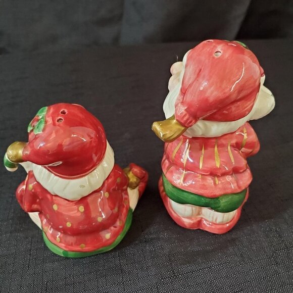 1990 Christmas Elves Salt Pepper Shaker Pair Ceramic Holiday Tableware - Picture 7 of 8